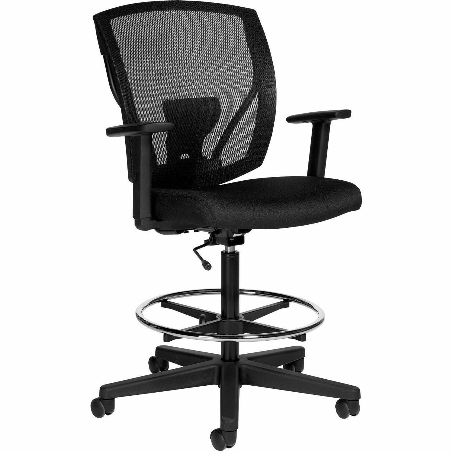 Offices To Go Ibex | Upholstered Seat & Mesh Back Drafting Task Chair with Arms
