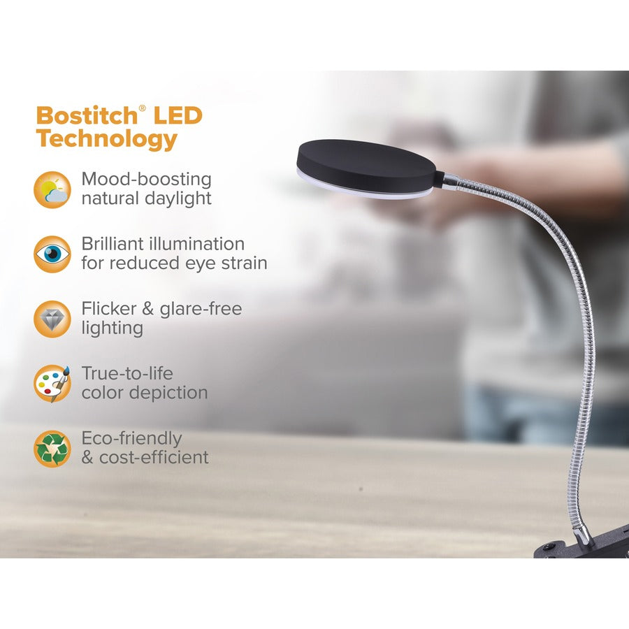 Bostitch Adjustable Clamp Desk Lamp, Black - VLED1800-BKC