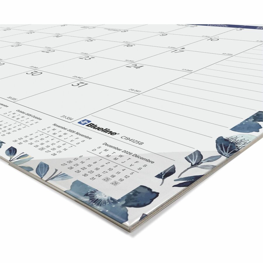 Blueline Azure Monthly Desk Pad Calendar, 22" x 17" , Bilingual - C194125B