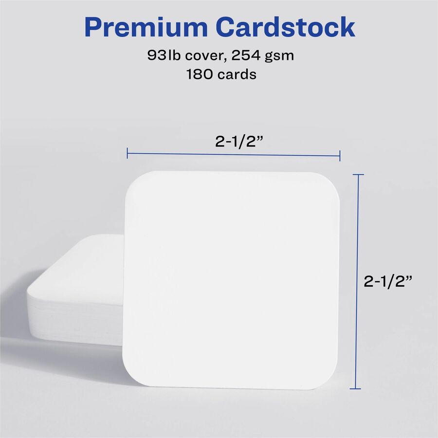 Avery&reg; Clean Edge Square Cards, Rounded Corners, 2.5" x 2.5" (35702) - 35702