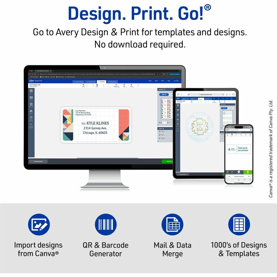 Avery&reg; Clean Edge Square Cards, Rounded Corners, 2.5" x 2.5" (35702) - 35702