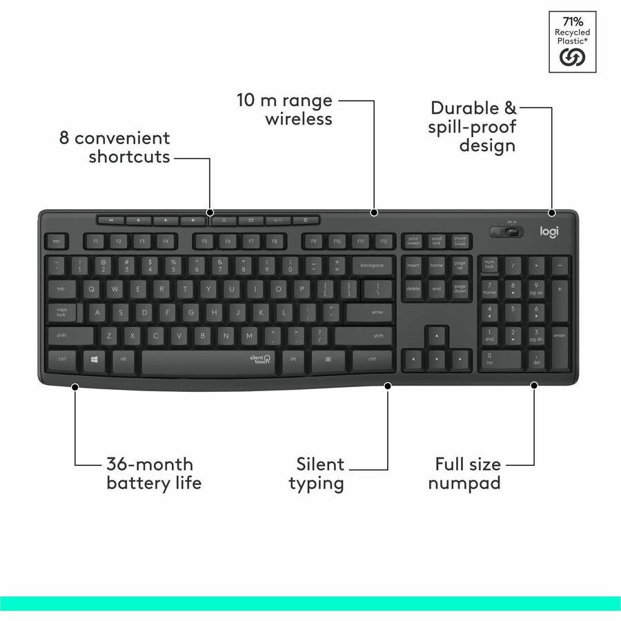 Logitech Silent Wireless Keyboard and Mouse - 920-009782