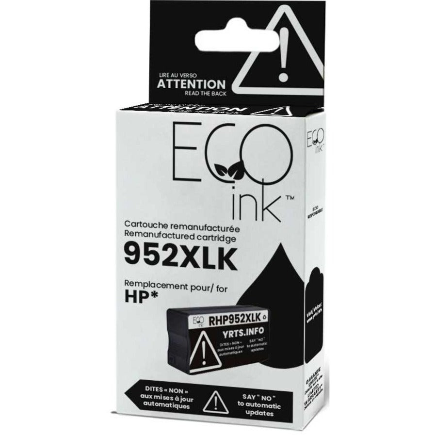 Eco Ink Ink Cartridge - Remanufactured for Hewlett Packard F6U19AN / 952XL - Black - RHP952XLK