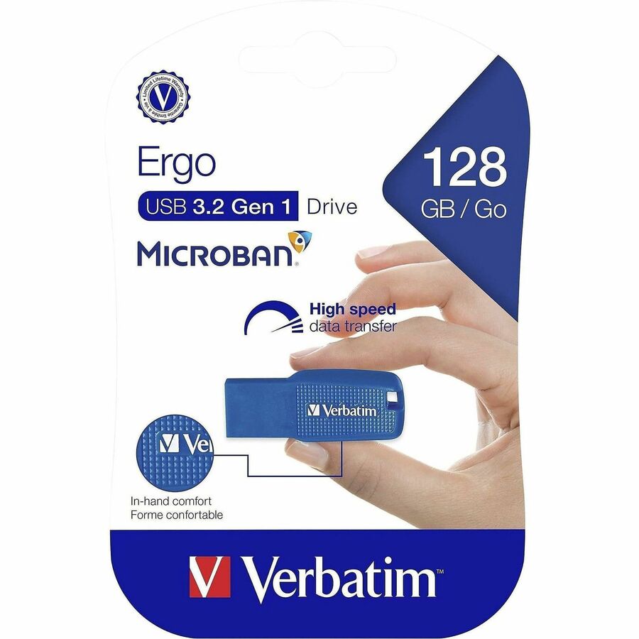 Verbatim 128GB Ergo USB 3.0 Flash Drive - Blue - 70880