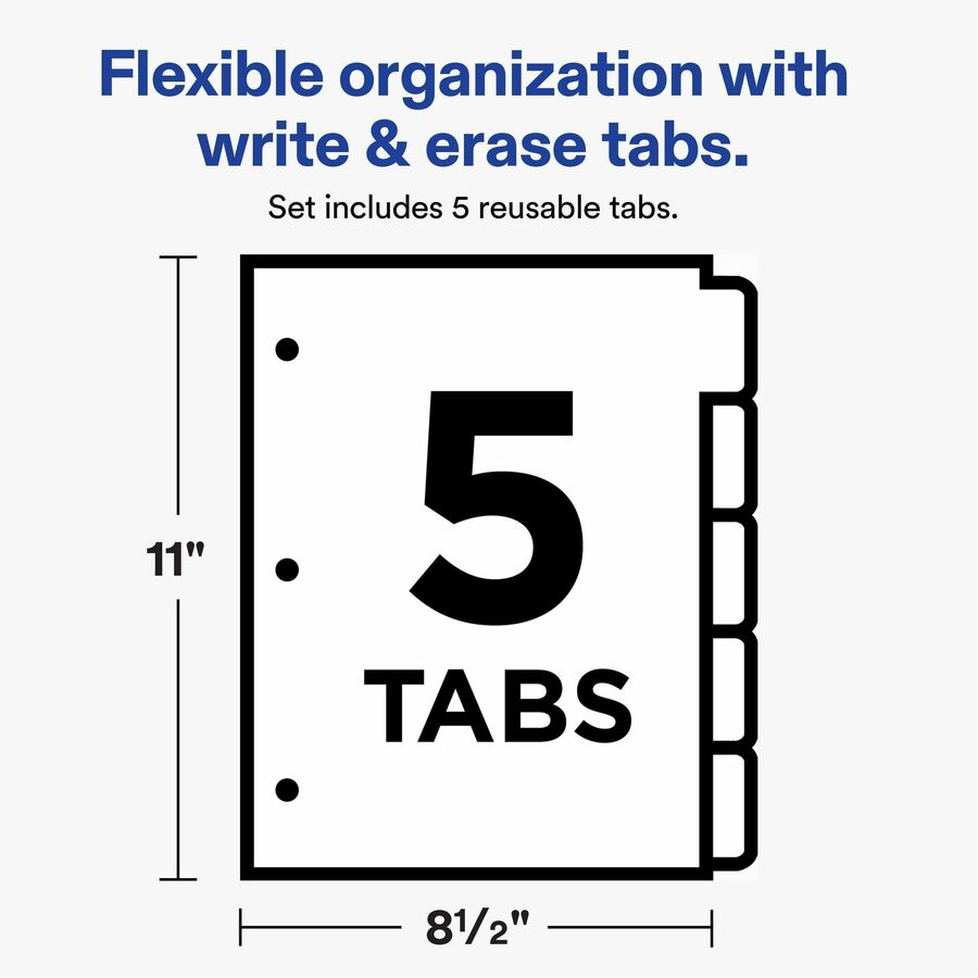 Avery&reg; Big Tab™ Write & Erase Dividers 5 tabs, 1 set - 23180