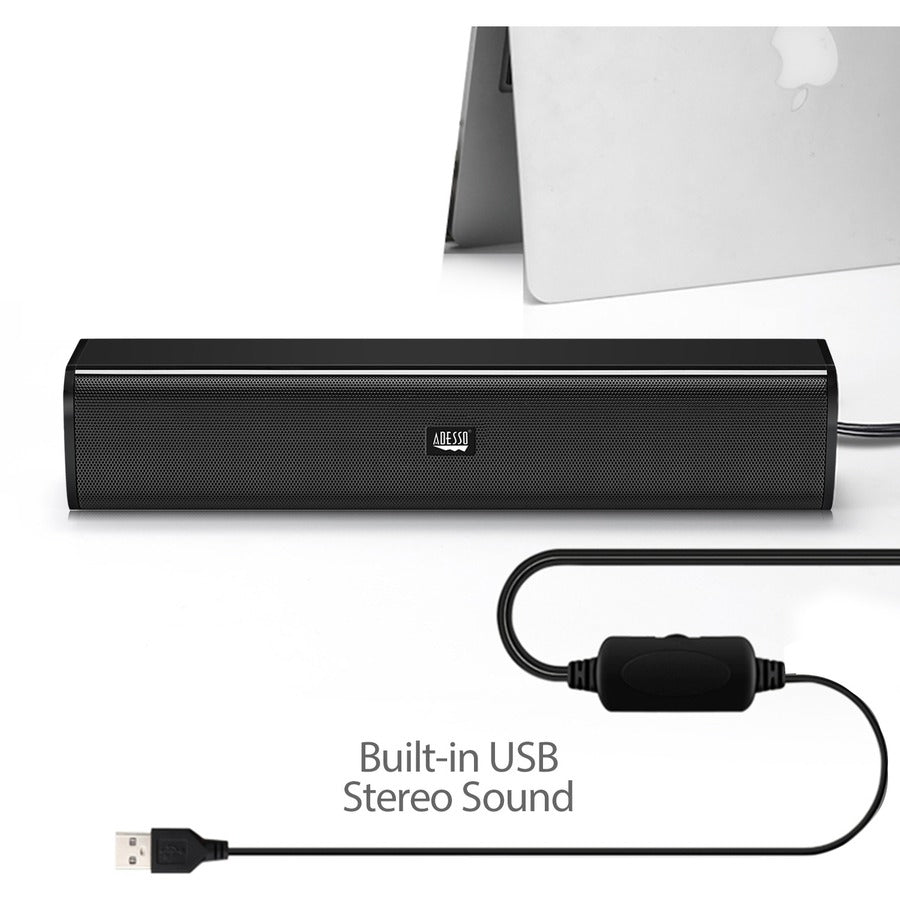 Adesso Xtream S5 2.0 Portable Sound Bar Speaker - 10 W RMS - Black - XTREAM S5