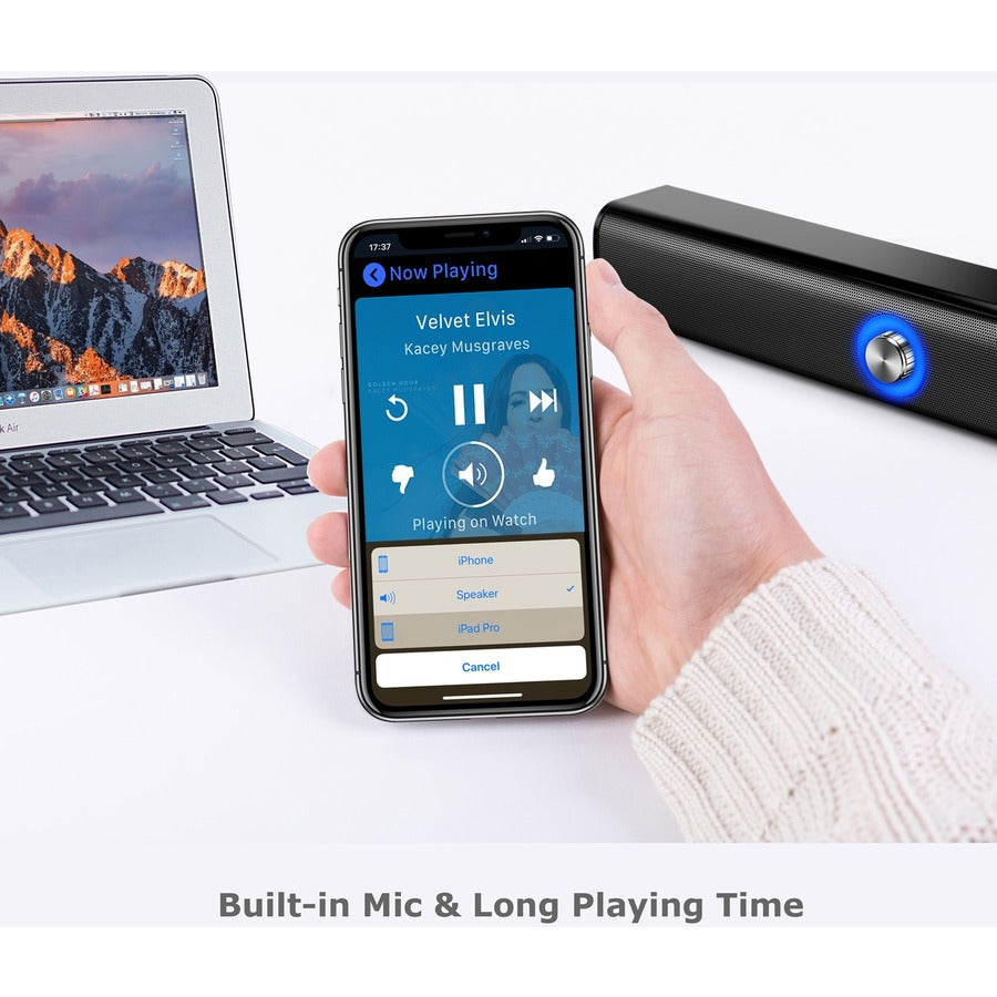 Adesso Xtream S6 2.0 Portable Bluetooth Sound Bar Speaker - 20 W RMS - Black - XTREAM S6
