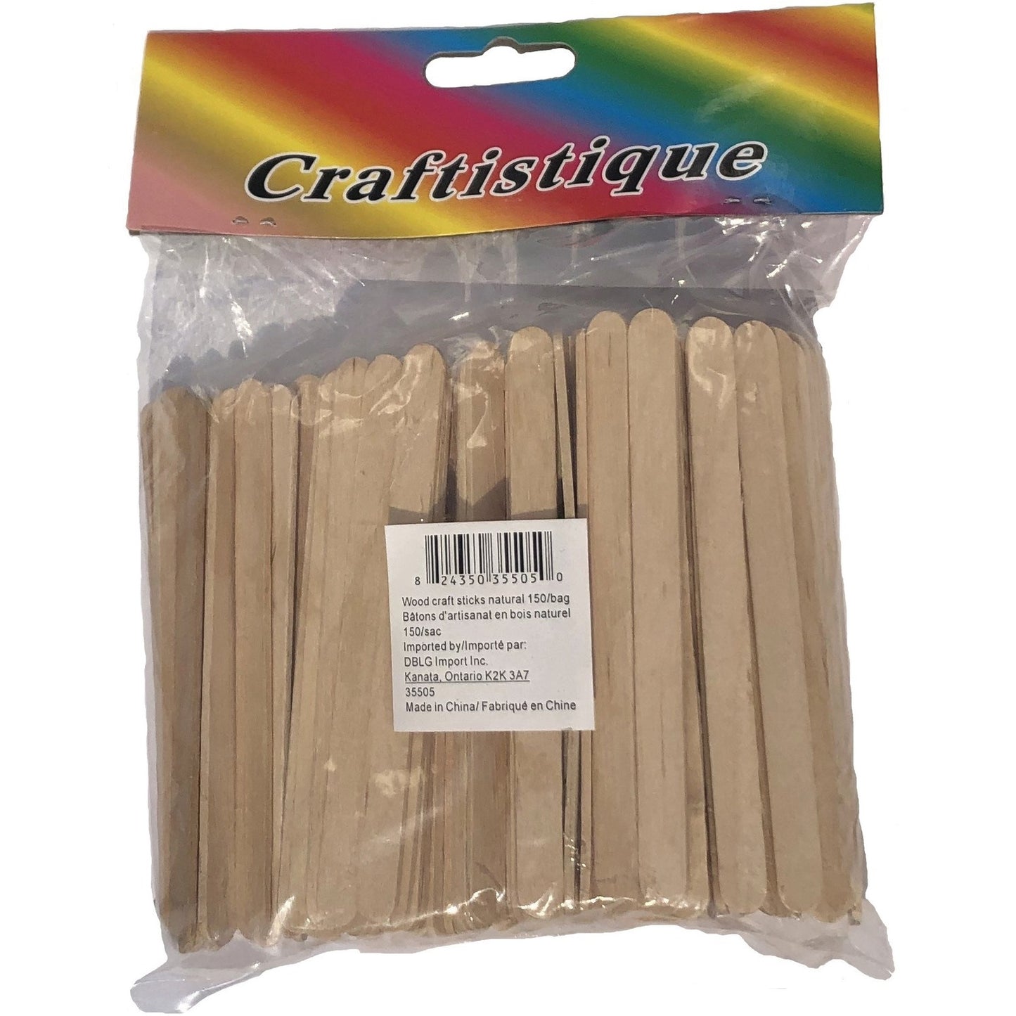 DBLG Import Natural Popsicle Sticks 150/Bag
