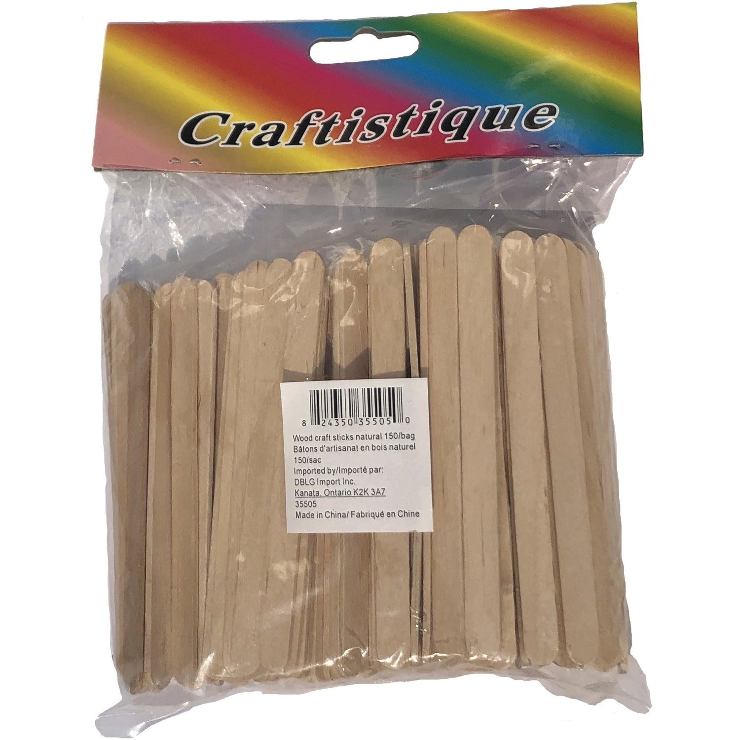 DBLG Import Natural Popsicle Sticks 150/Bag