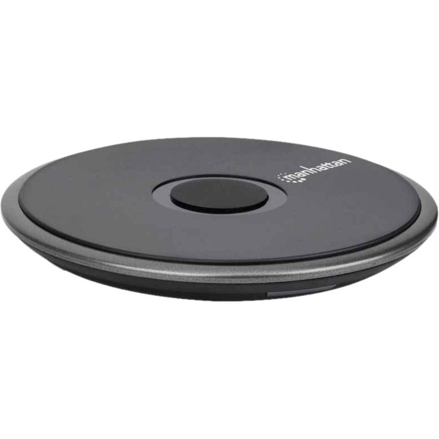 Manhattan Smartphone Wireless Charging Pad, QI certified, 10W, 7.5W and 5W charging, USB-C to USB-A cable included, USB-C input into pad, Cable 1.5m, Black, Three Year Warranty, Boxed - 102186