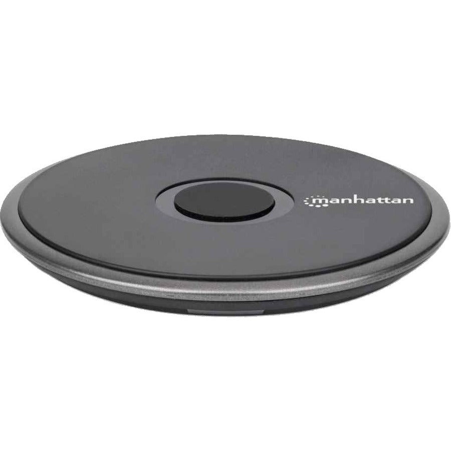 Manhattan Smartphone Wireless Charging Pad, QI certified, 10W, 7.5W and 5W charging, USB-C to USB-A cable included, USB-C input into pad, Cable 1.5m, Black, Three Year Warranty, Boxed - 102186