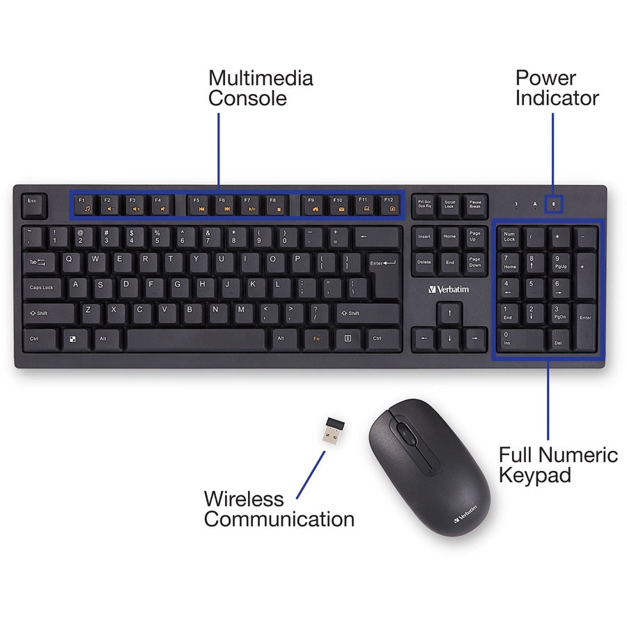 Verbatim Wireless Keyboard and Mouse - 70724