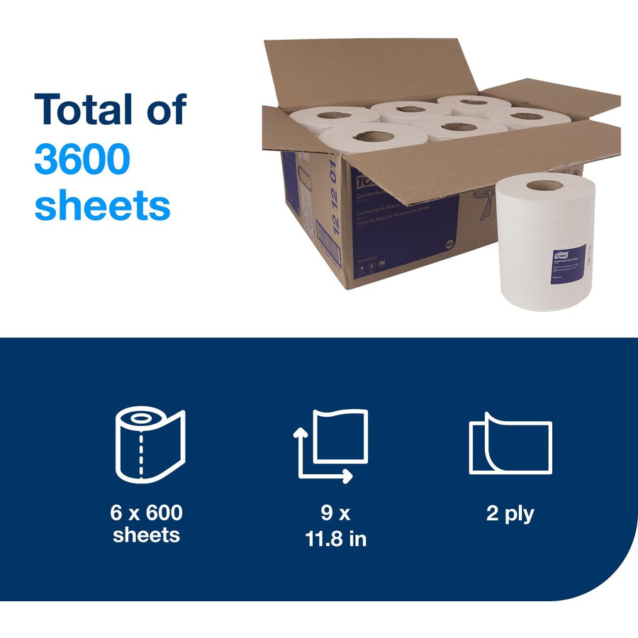 TORK Advanced Soft Centerfeed Hand Towel, 2-Ply, White - 121201