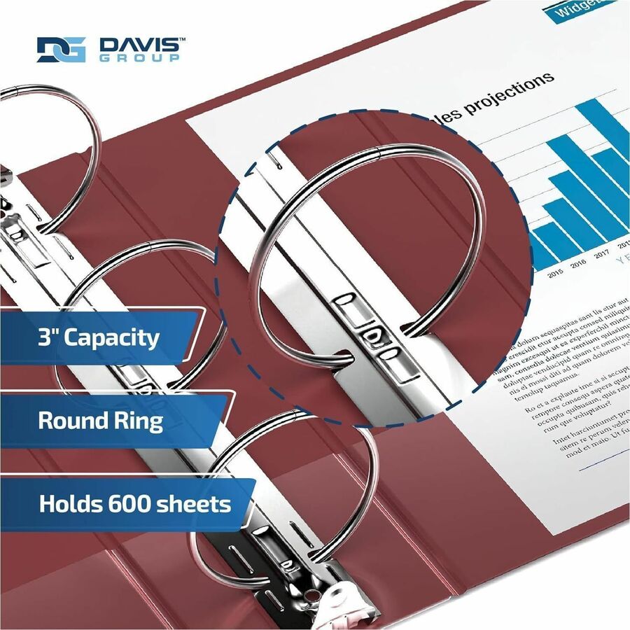 Davis Group Premium Economy, Round Ring, Binder, (Burgundy, 3") - 2314-08