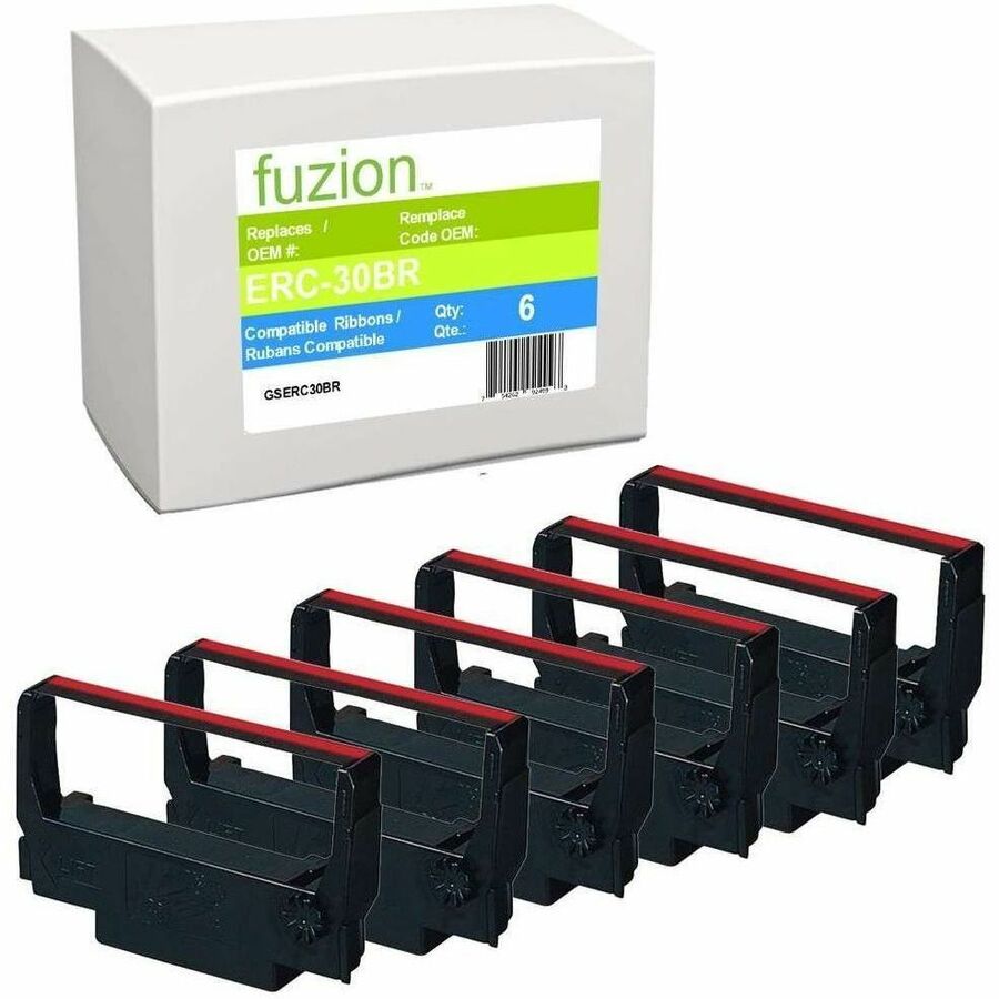 fuzion Compatible Ribbon for Epson ERC-30/34/38 - Black/Red