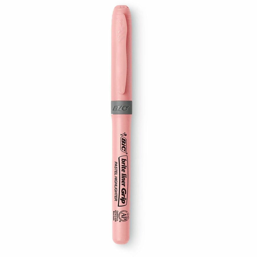 BIC Brite Liner Grip Highlighter, Chisel Tip (1.6 mm), Assorted Pastel Colours, For Broad Highlighting & Fine Underlining, 6-Count - GBLDP61-AST