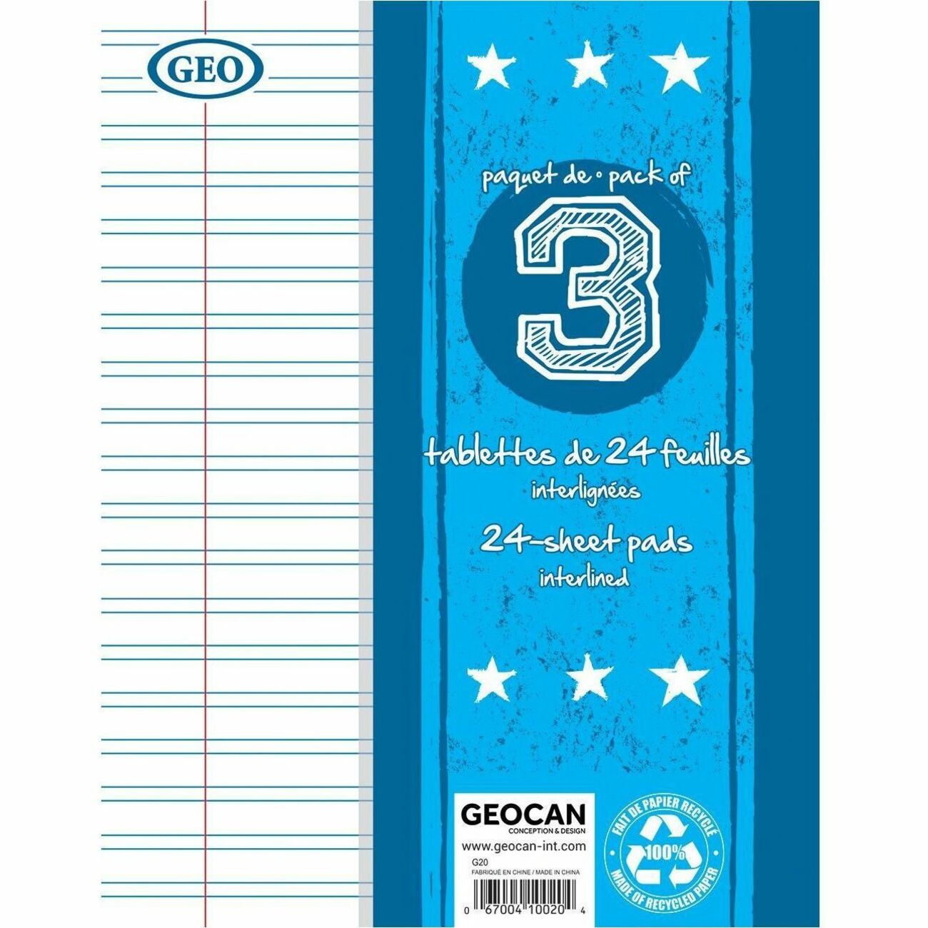GEO Small Writing Pads, pack of 3