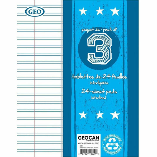 GEO Small Writing Pads, pack of 3
