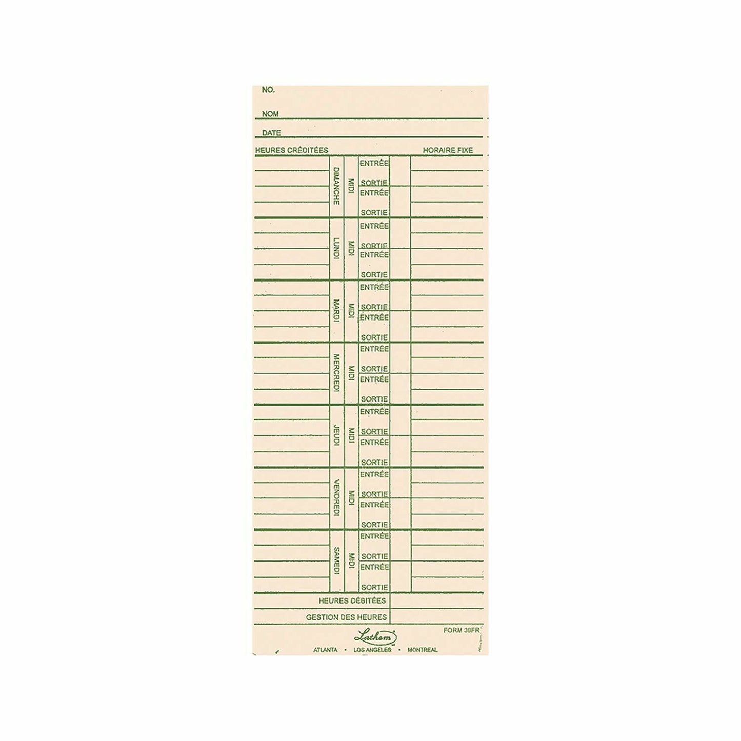 Time Card - French