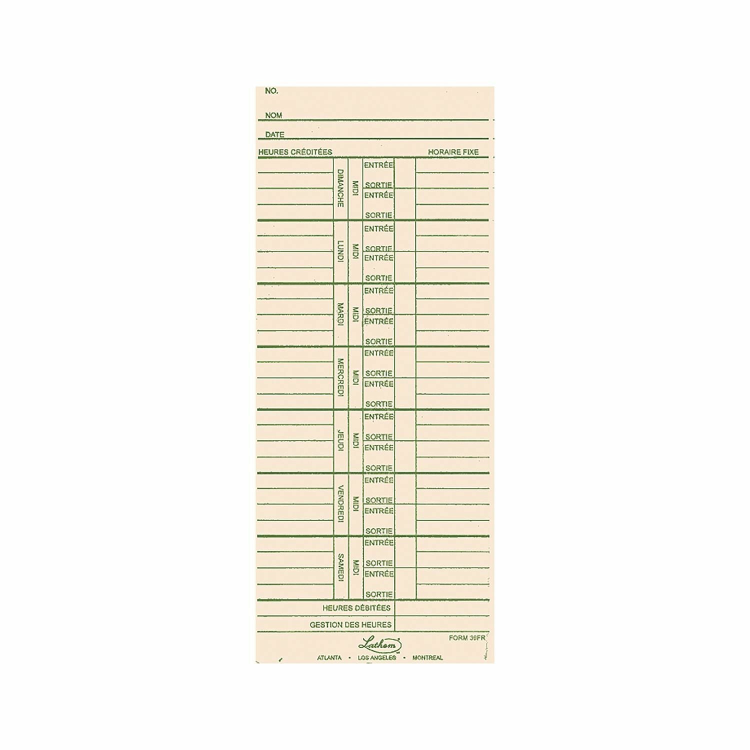 Time Card - French