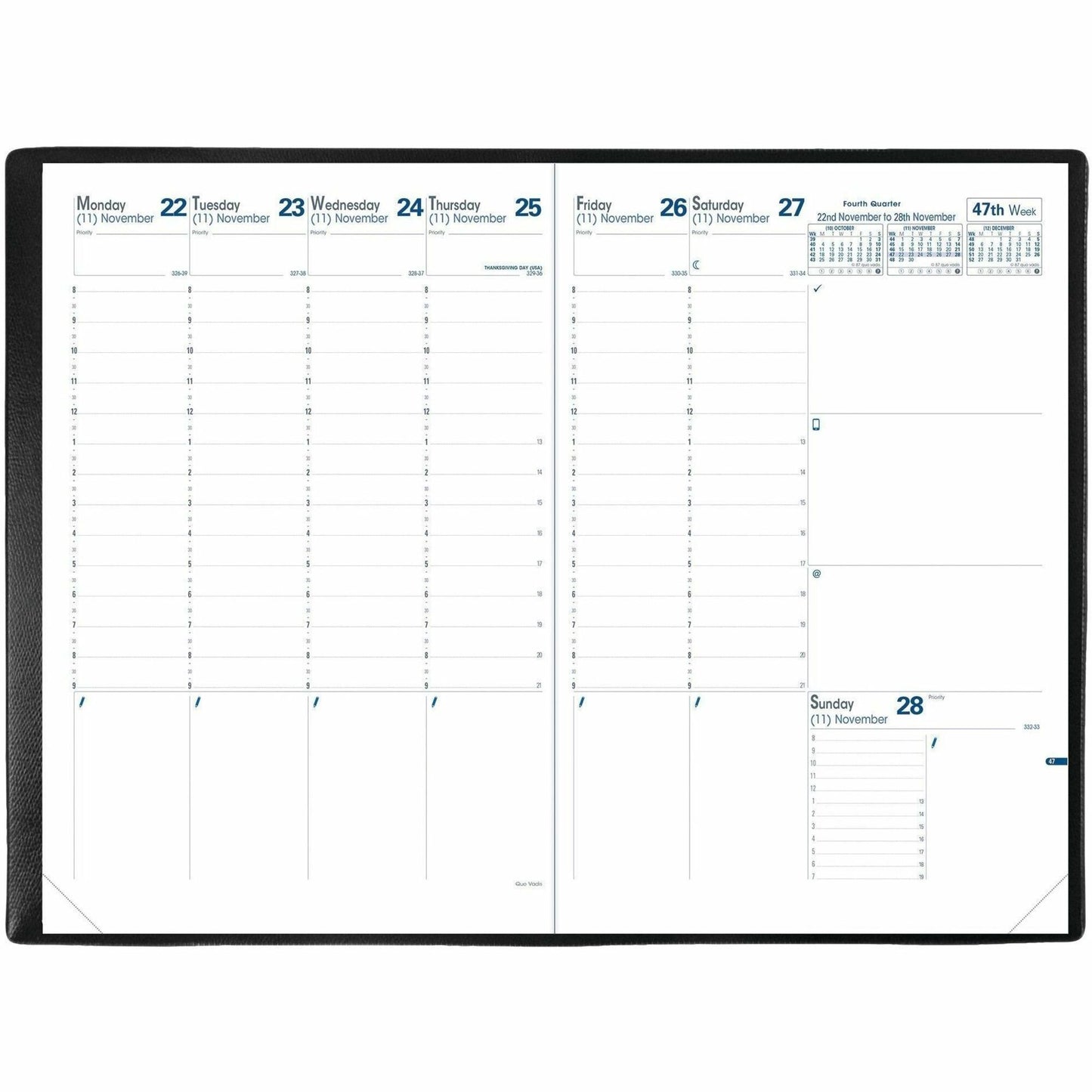 Quo Vadis Prenote Weekly Planner Refill, 11-3/4" x 8-1/4" , English