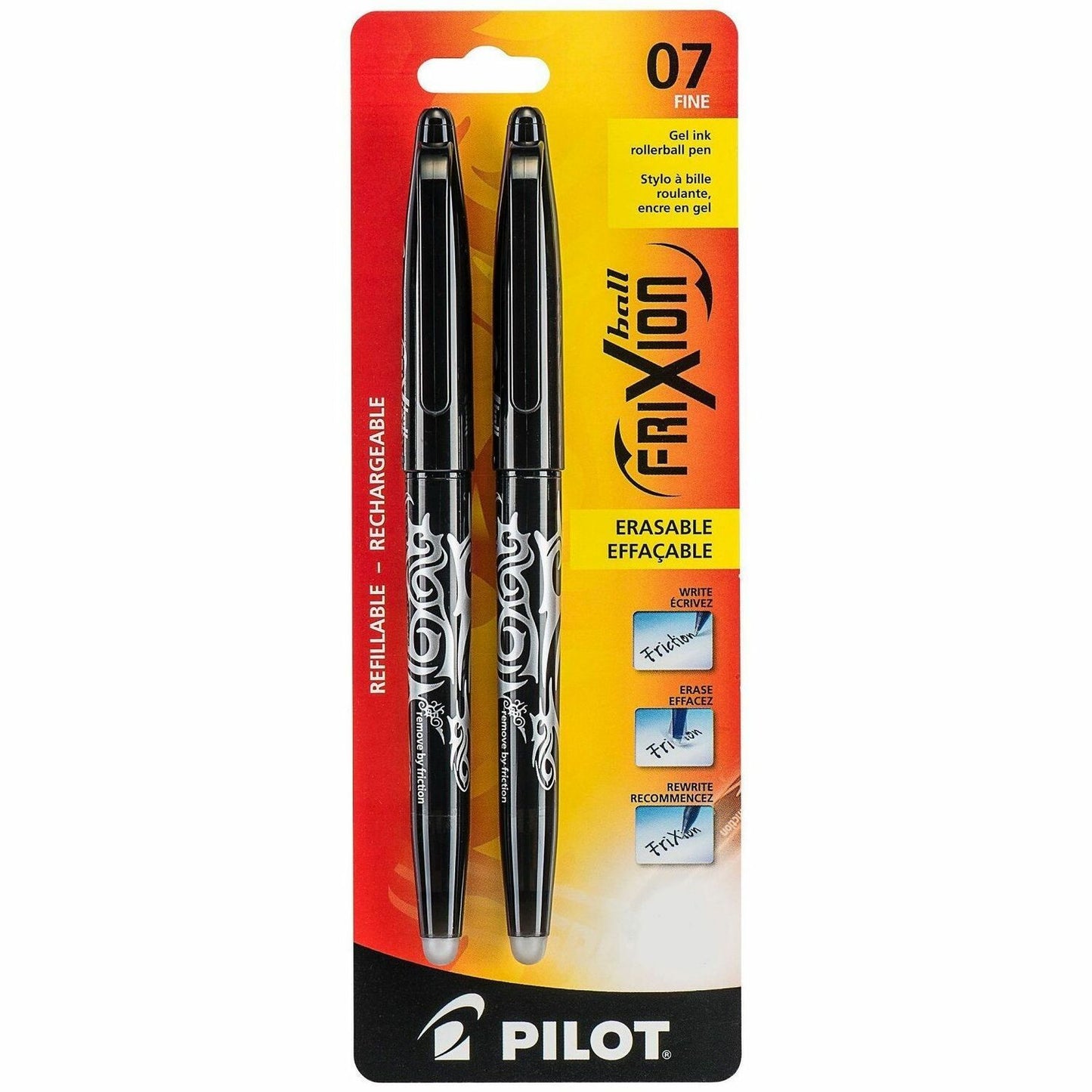 Pilot FriXion Ball - Gel Ink Rollerball pen - Black - Medium Tip