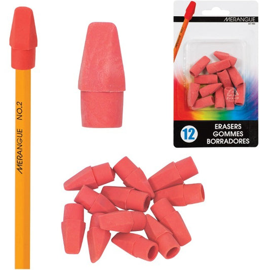 Merangue 12pk Pink Pencil Cap Erasers