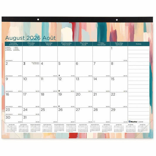 Blueline 2026-2027 Marble Academic Desk Pad/Calendar - August to July - 22" x 17" - Bilingual