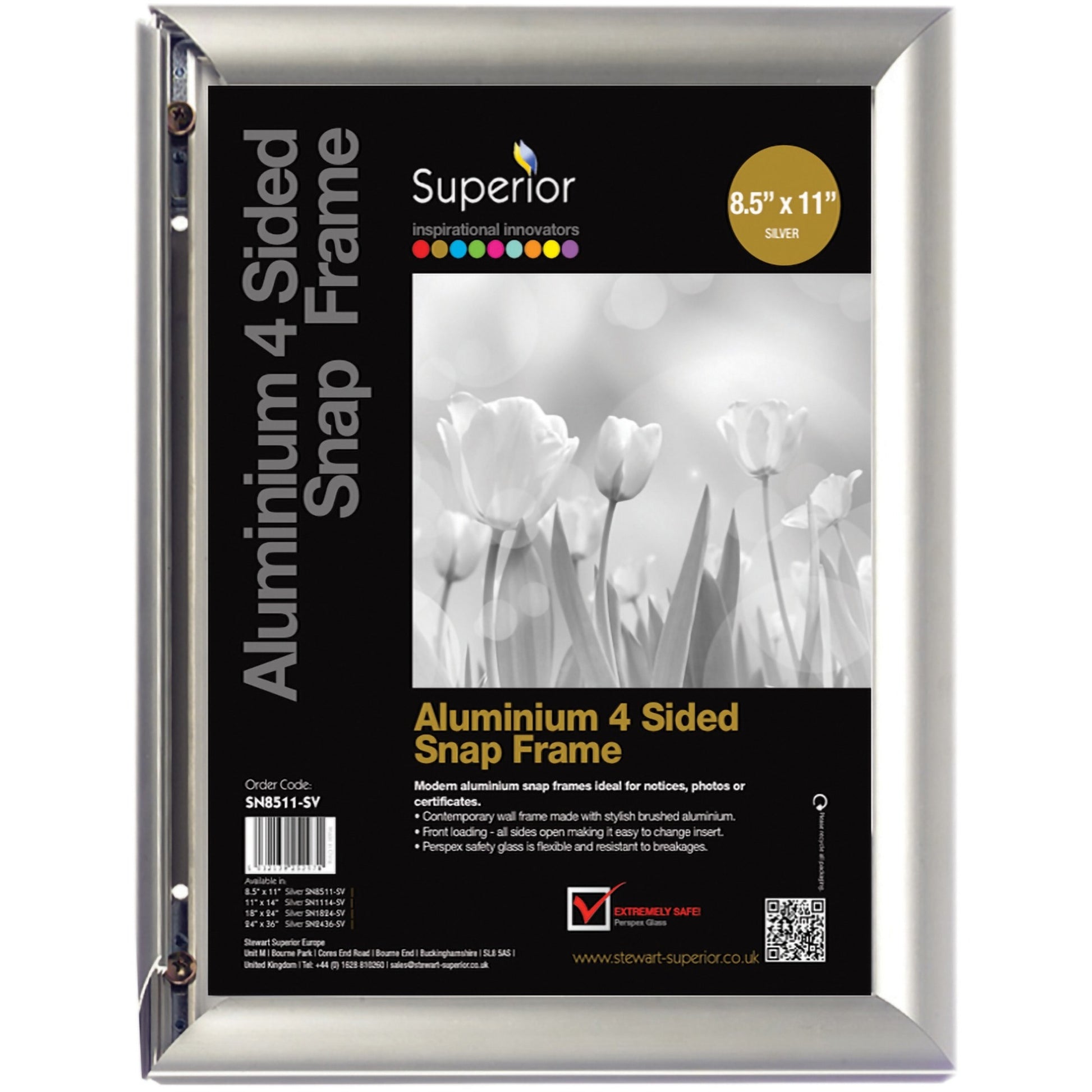 Seco Snap Frame Sign Holder 8-1/2" x 11" Silver