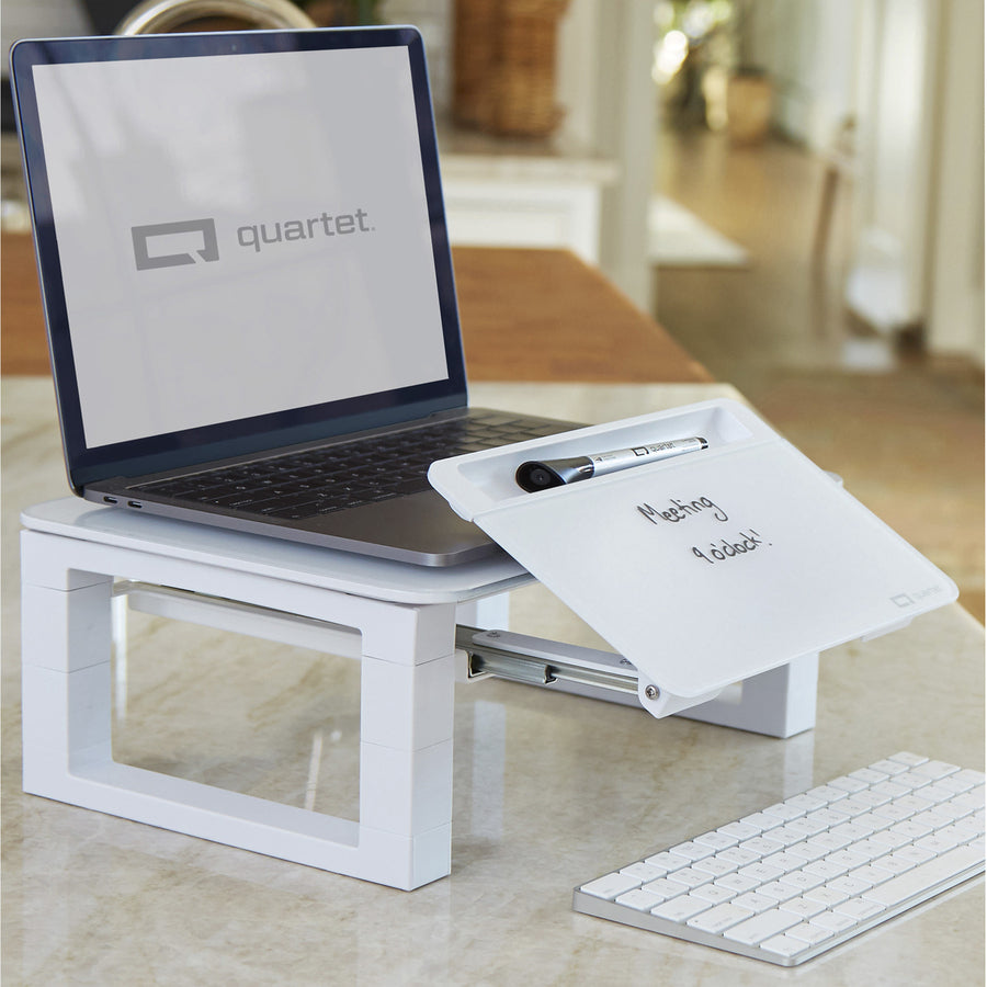Quartet Monitor Riser with Glass Dry-Erase Board Desktop - Q090GMRW01