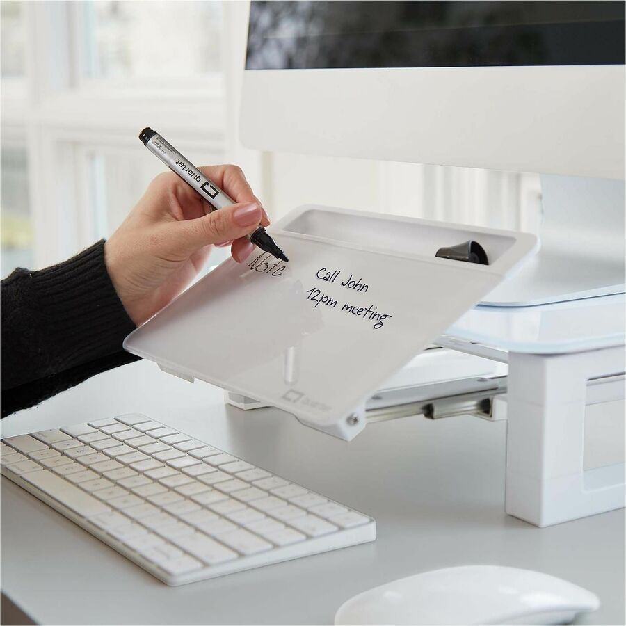 Quartet Monitor Riser with Glass Dry-Erase Board Desktop - Q090GMRW01