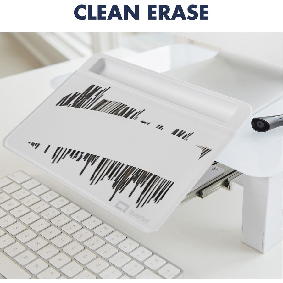 Quartet Monitor Riser with Glass Dry-Erase Board Desktop - Q090GMRW01