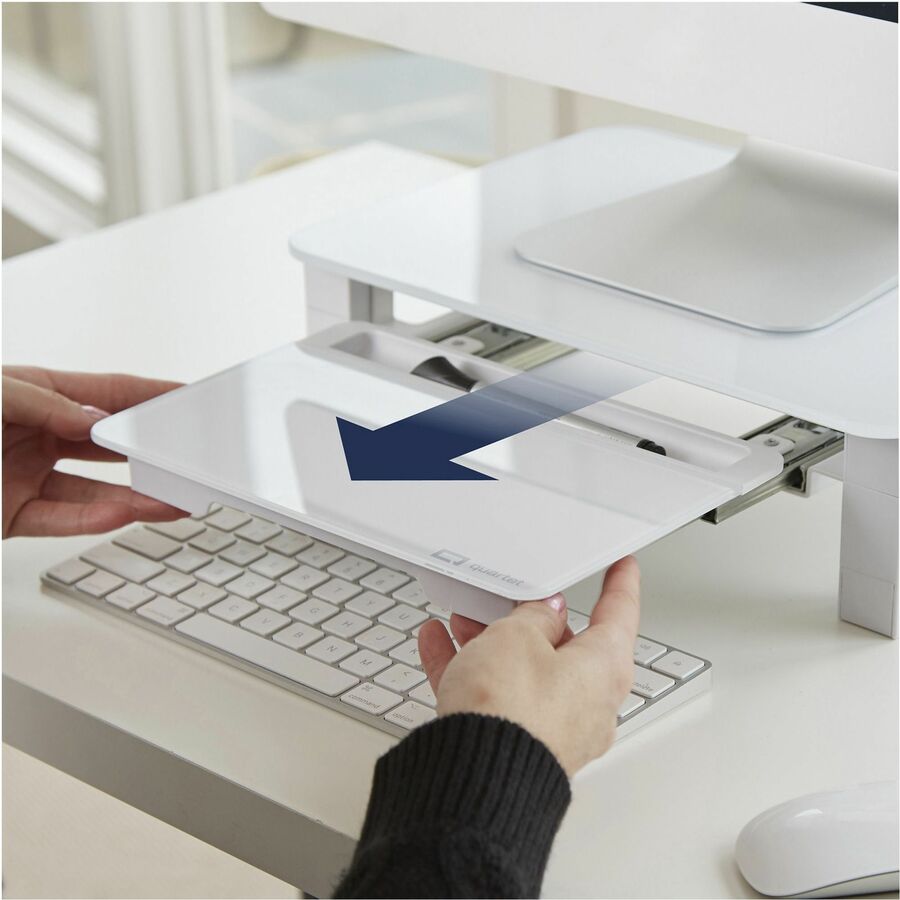 Quartet Monitor Riser with Glass Dry-Erase Board Desktop - Q090GMRW01