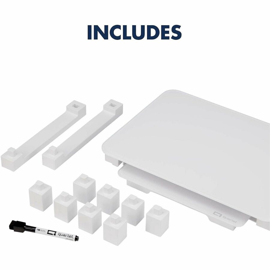 Quartet Monitor Riser with Glass Dry-Erase Board Desktop - Q090GMRW01