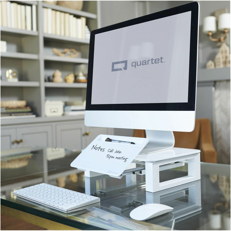 Quartet Monitor Riser with Glass Dry-Erase Board Desktop - Q090GMRW01