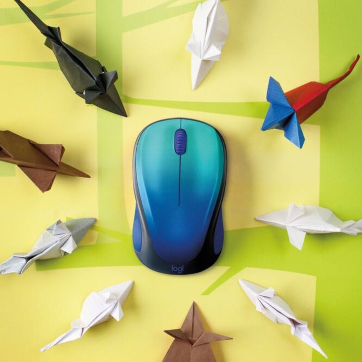 Logitech Design Collection Limited Edition Wireless Mouse with Colorful Designs - USB Unifying Receiver, 12 months AA Battery Life, Portable & Lightweight, Easy Plug & Play with Universal - BLUE - 910-006118