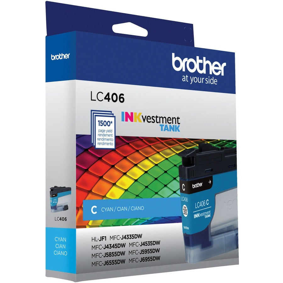 Brother INKvestment LC406C Original Standard Yield Inkjet Ink Cartridge - Single Pack - Cyan - 1 Each - LC406CS
