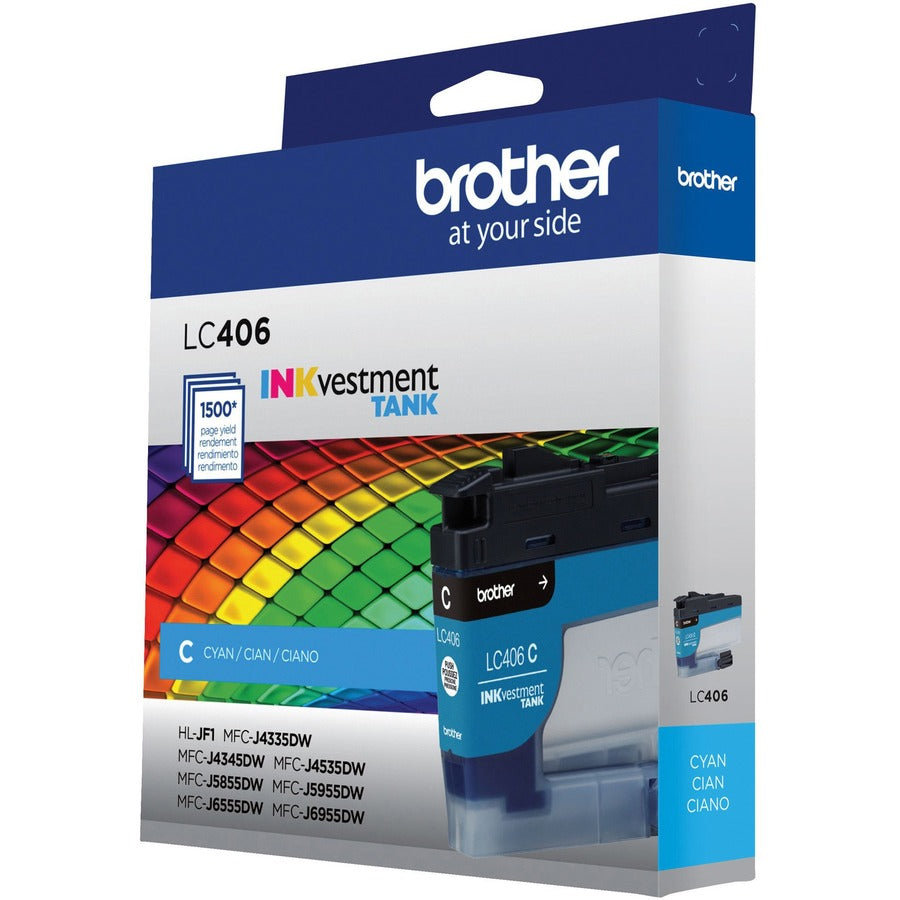 Brother INKvestment LC406C Original Standard Yield Inkjet Ink Cartridge - Single Pack - Cyan - 1 Each - LC406CS