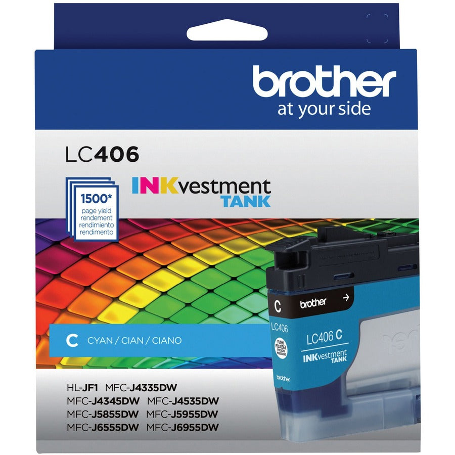 Brother INKvestment LC406C Original Standard Yield Inkjet Ink Cartridge - Single Pack - Cyan - 1 Each - LC406CS