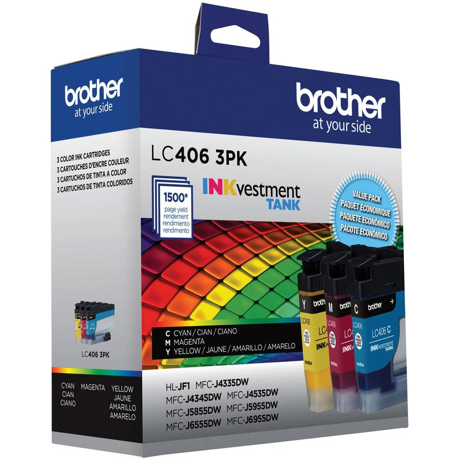 Brother INKvestment LC4063PK Original Standard Yield Inkjet Ink Cartridge - Cyan, Magenta, Yellow - 1 Each - LC4063PKS