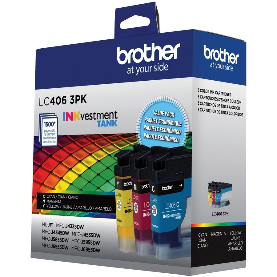 Brother INKvestment LC4063PK Original Standard Yield Inkjet Ink Cartridge - Cyan, Magenta, Yellow - 1 Each - LC4063PKS