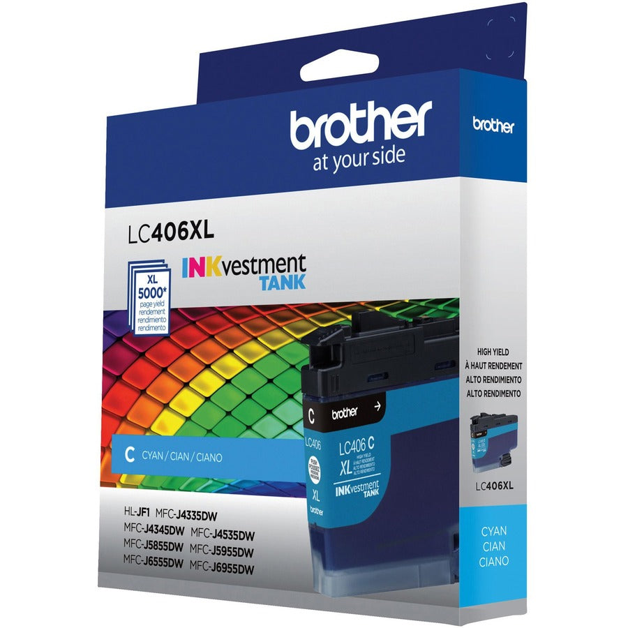 Brother INKvestment LC406XLC Original High Yield Inkjet Ink Cartridge - Single Pack - Cyan - 1 Each - LC406XLCS