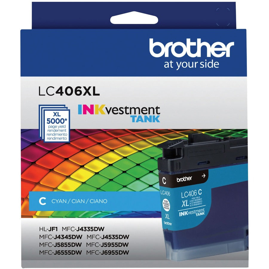 Brother INKvestment LC406XLC Original High Yield Inkjet Ink Cartridge - Single Pack - Cyan - 1 Each - LC406XLCS