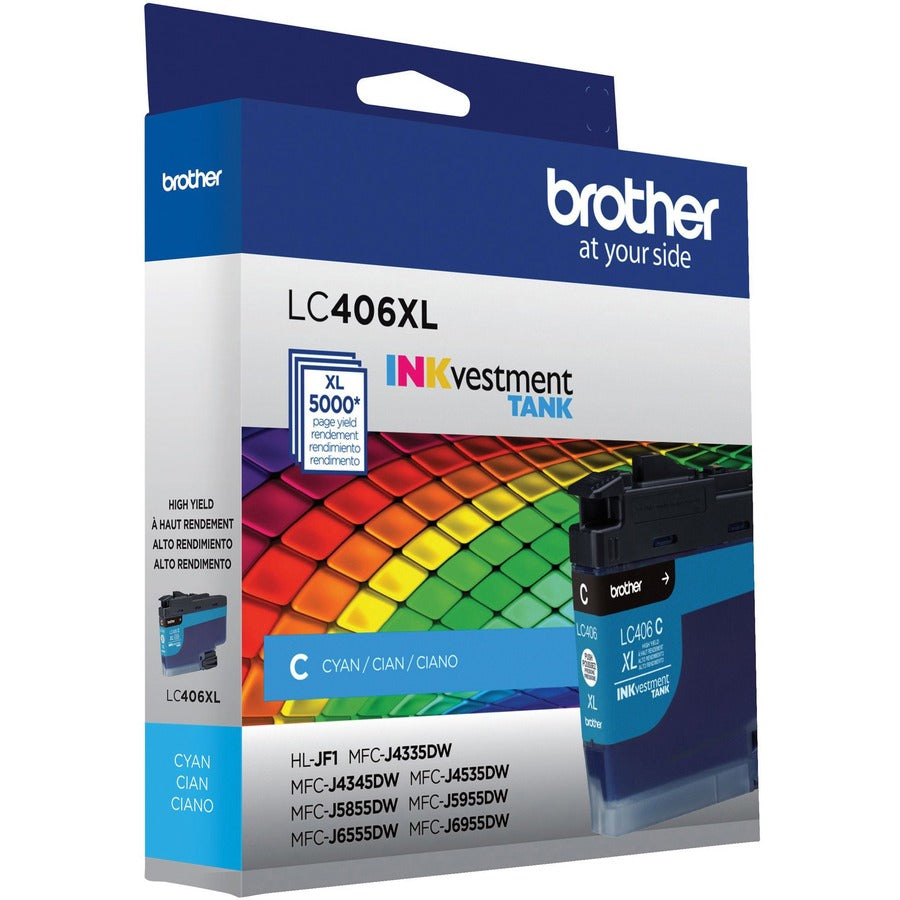 Brother INKvestment LC406XLC Original High Yield Inkjet Ink Cartridge - Single Pack - Cyan - 1 Each - LC406XLCS