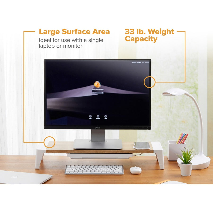 Bostitch Wireless Charging Wooden Monitor Stand - STND-2408WH