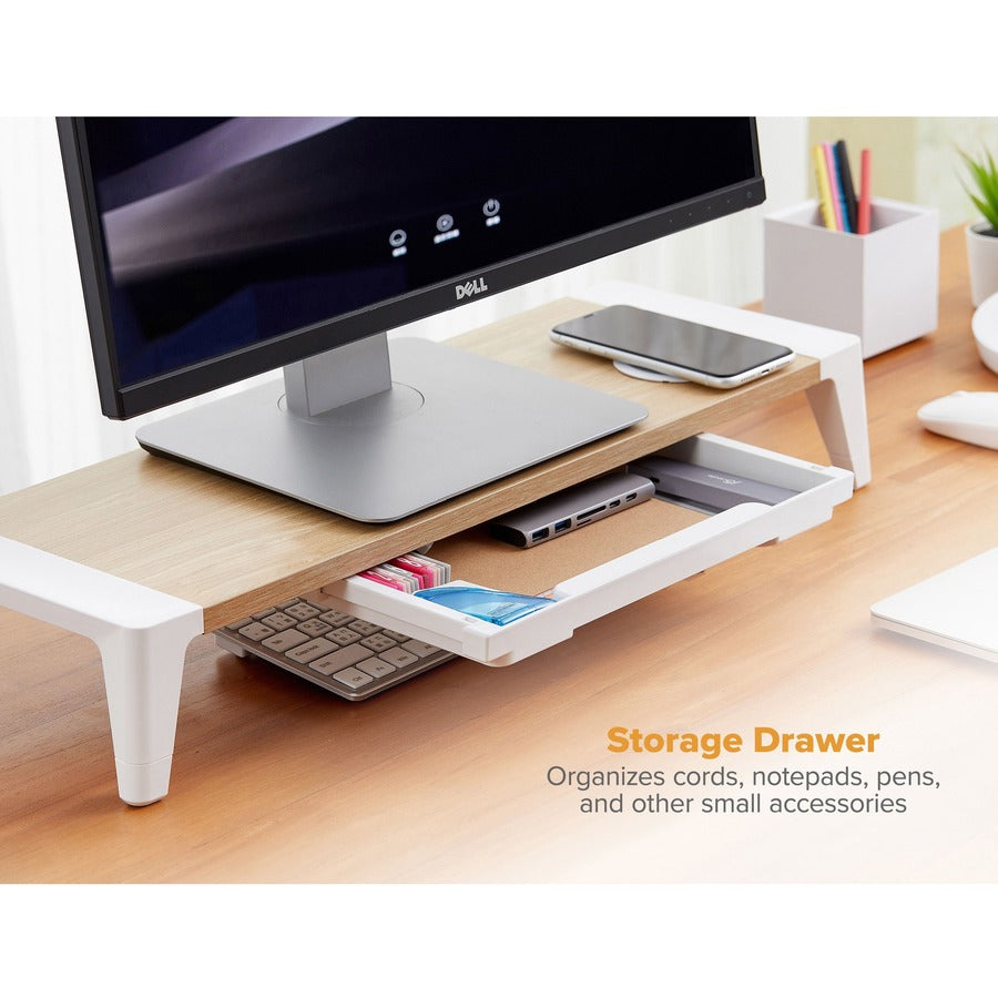 Bostitch Wireless Charging Wooden Monitor Stand - STND-2408WH