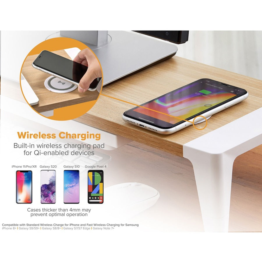 Bostitch Wireless Charging Wooden Monitor Stand - STND-2408WH