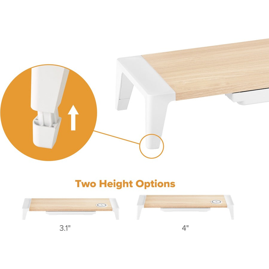 Bostitch Wireless Charging Wooden Monitor Stand - STND-2408WH