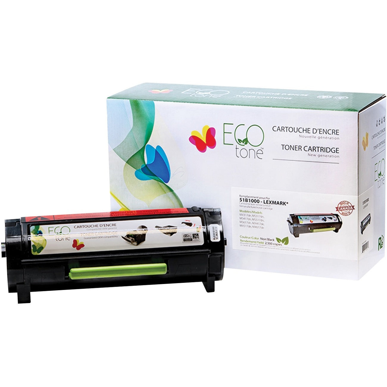 Ecotone Remanufactured Laser Toner Cartridge 51B1000 - Black - 1 Each