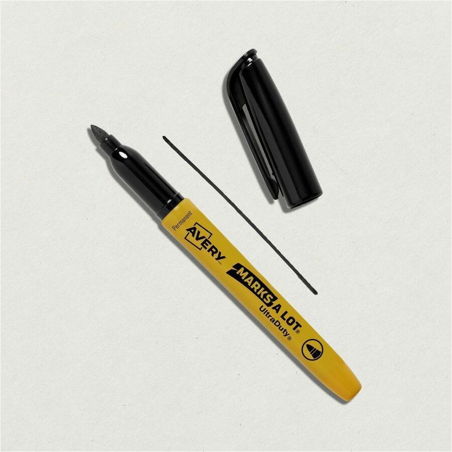 Avery Marks A Lot&reg; UltraDuty&reg; Markers Bullet Tip, Black, Box of 12 - 29840